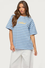 Chill Girl Striped Oversized T Shirt