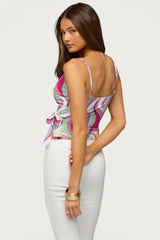 Galie Abstract Printed Wrap Top