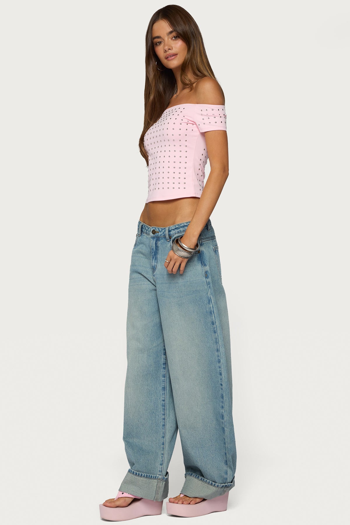 Mack Studded Off Shoulder Top