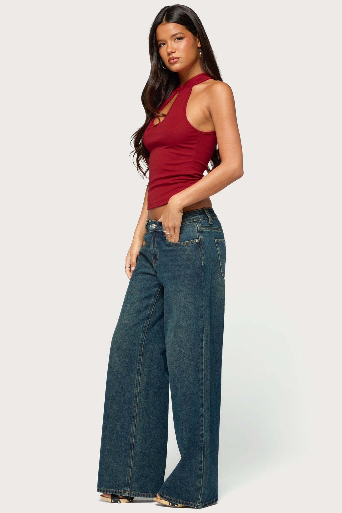 Darby High Neck Keyhole Top