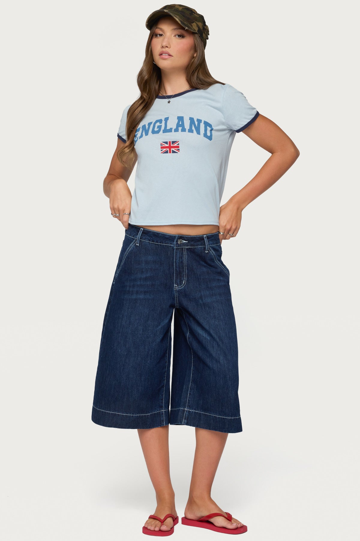 Letty Low Rise Denim Capri Shorts