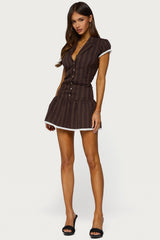 Clarah Striped Button Up Mini Dress