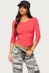 Toralei Three-Quarter Sleeve V Neck Top