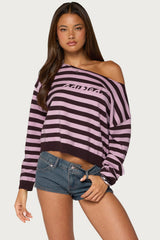 Edikted Campus Striped Knit Sweater