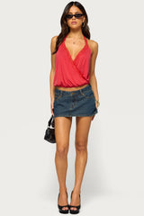 Eilen Lacey Wrap Halter Top