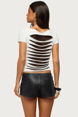 Rea Shredded Cutout Lacey Top