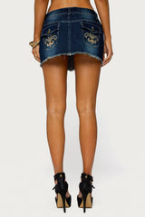 Dreya Embroidered Pocket Denim Mini Skirt