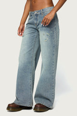 Noor Distressed Low Rise Baggy Jeans