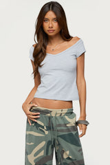 Calie Off Shoulder V Neck Top