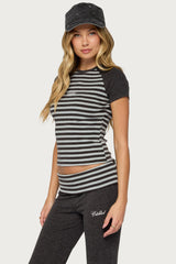 Stay Edikted Stripey Raglan T Shirt