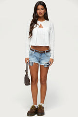 Catrine Plaid Pocket Denim Shorts