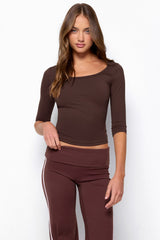 Desi Scoop Neck Quarter Sleeve Top