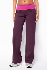 Dayna Contrast Foldover Straight Leg Trousers