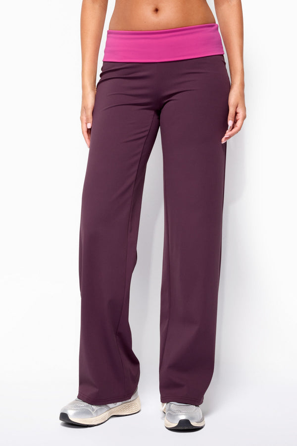 Dayna Contrast Foldover Straight Leg Trousers