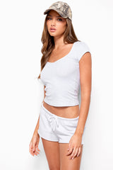 Chari Ribbed Scoop Neck T Shirt