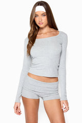 Flossy Ribbed Long Sleeve T Shirt