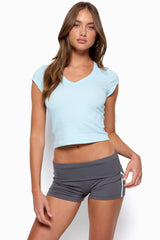 Gillie Ribbed V Neck T Shirt