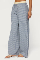 Indya Contrast Plaid Wide Leg Trousers