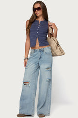 Brynne Striped Button Up Top