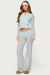 Jadie Stripey Knit Zip Up Hoodie