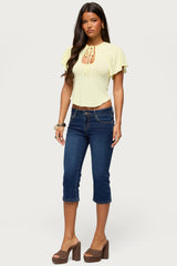 Roye Keyhole Flutter Raglan Top
