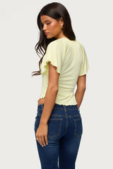 Roye Keyhole Flutter Raglan Top