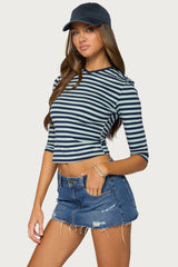 Esti Striped Three-Quarter Sleeve Top