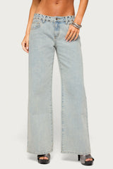 NYC Studded Low Rise Baggy Jeans