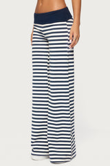 Fina Contrast Foldover Striped Trousers