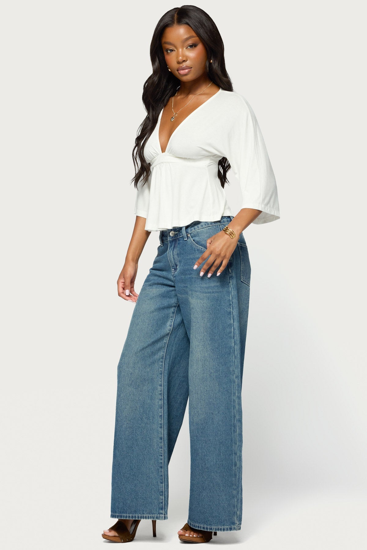 Kleoh V Neck Babydoll Top