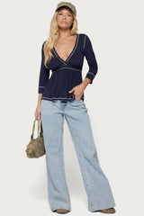 Parah Contrast Babydoll Top