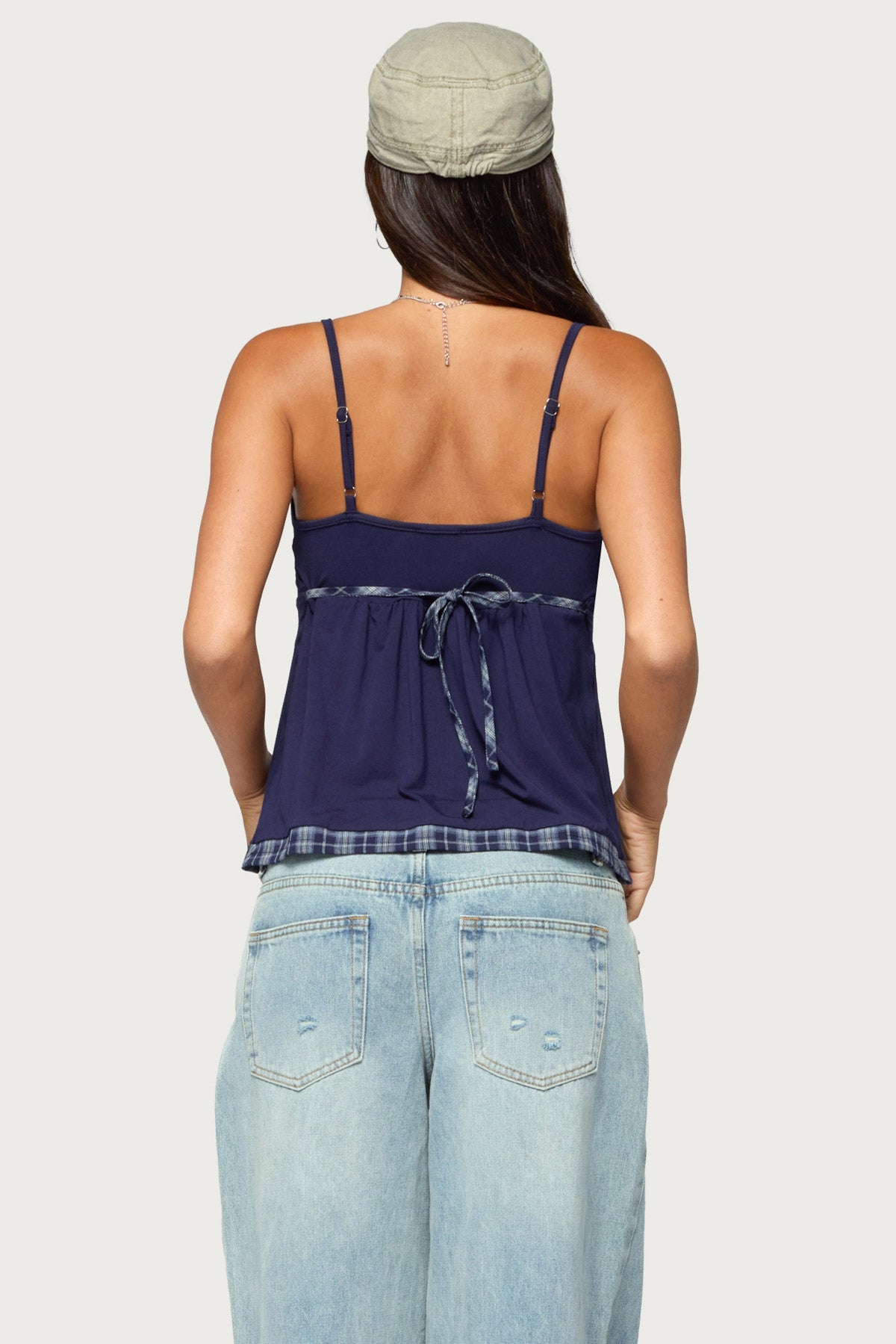 Lissey Plaid Tie Babydoll Top