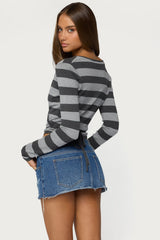 Cerys Striped Wrap Knit Top