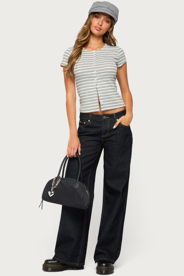 Bonita Striped Button Up Top