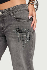 Uliz Sequin Low Rise Bootcut Jeans