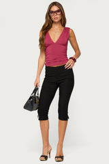 Boba Ruched V Neck Tank Top