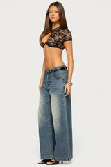 Doli Keyhole Cutout Lace Crop Top