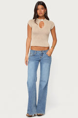 Ganni Keyhole Cutout Knit Top