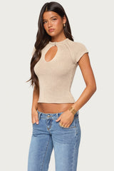 Ganni Keyhole Cutout Knit Top