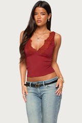 Rali Lacey V Neck Top