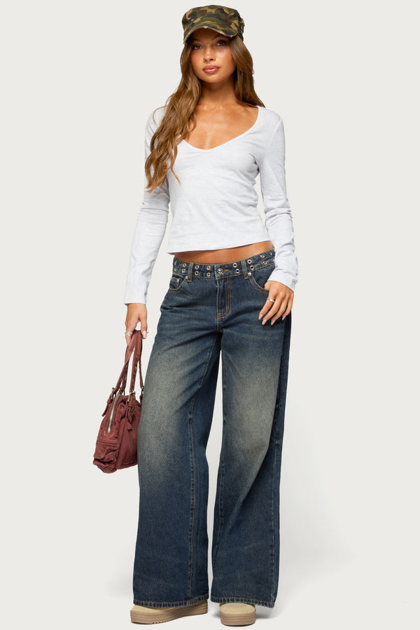 Feva V Neck Long Sleeve Top view 2