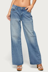 Haela Studded Angel Low Rise Baggy Jeans