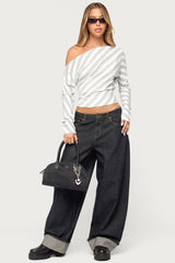 Gaira Striped Off Shoulder Long Sleeve Top