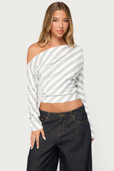Gaira Striped Off Shoulder Long Sleeve Top