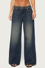 Sauly Low Rise Grommet & Wing Jeans