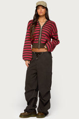 Cluny Striped Knit Zip Up Hoodie