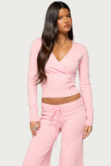 Eddie Long Sleeve Knit Wrap Top