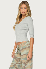Quila Ribbed Three-Quarter Sleeve Top