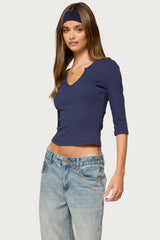 Quila Ribbed Three-Quarter Sleeve Top