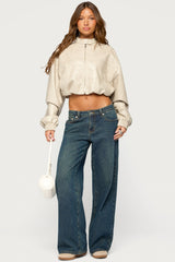 Naeva Cropped Faux Leather Jacket